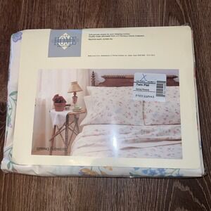 Vintage JC Penney 90s Twin Flat Sheet  Cotton Spring Floral Percale New